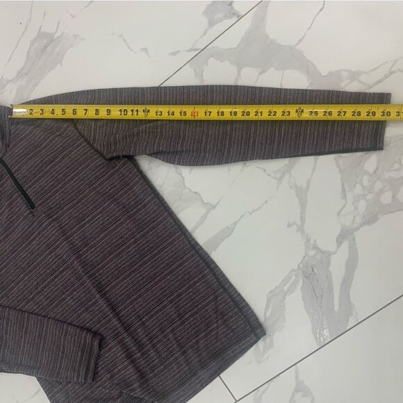 Lululemon Half Zip Surge Warm Pullover Sweatshirt Men Medium ? Red Brown Striped - Picture 6 of 7